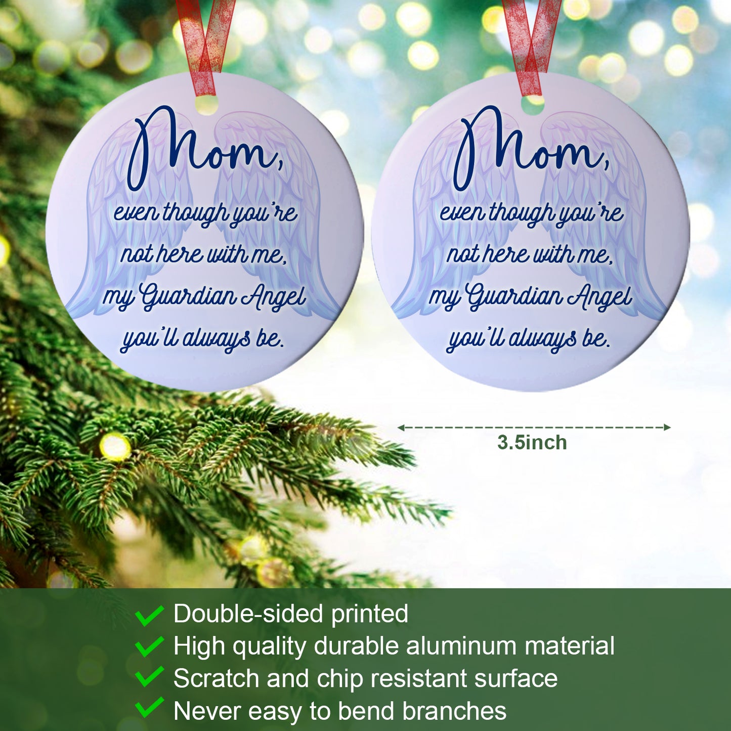 Mom Keepsake Ornament My Guardian Angel You're Always Be Ornament Memorial Gift For Loss Of Mother - Aluminum Metal Ornament