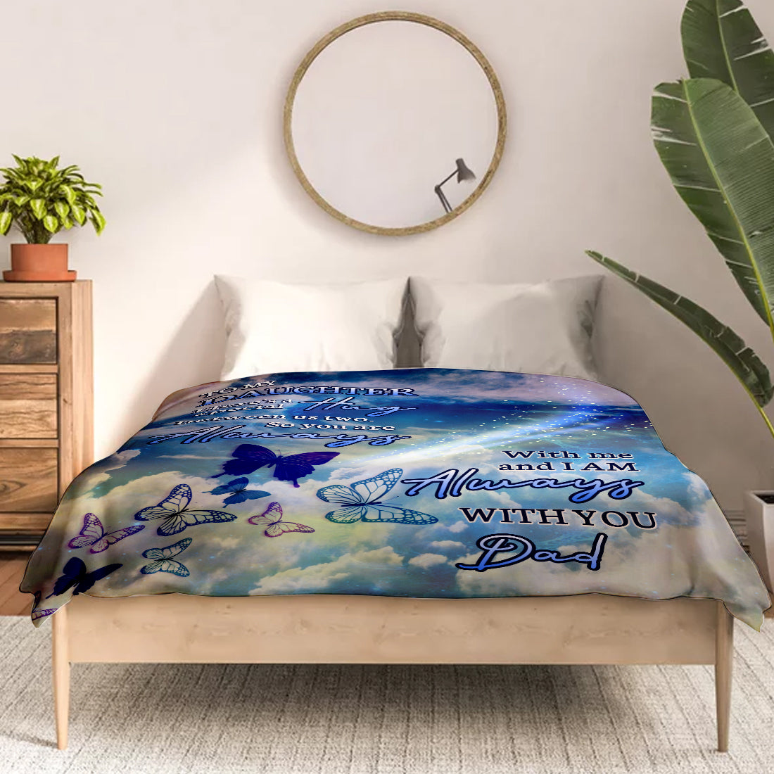 Dad Sympathy Blanket- To My Daughter Here Special Hug Blanket- Memorial Gifts For Loss Of Father- Velveteen Plush Blanket- In Loving Memory Of Dad