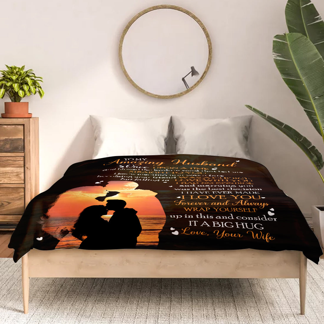 To My Husband Blanket- Valentines Day Gifts For Him, Valentines Gift For Husband- Velveteen Plush Blanket- Gifts For Anniversary Birthday, Blanket From Wife, Best Husband Gift Ideas