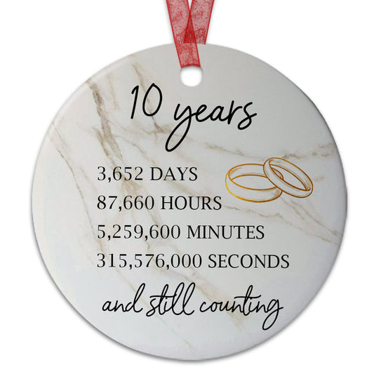 10 Years Anniversary Ornament 10th Wedding Anniversary Gift for Couple - Aluminum Metal Ornament Anniversary Marriage Presents for Wife or Husband