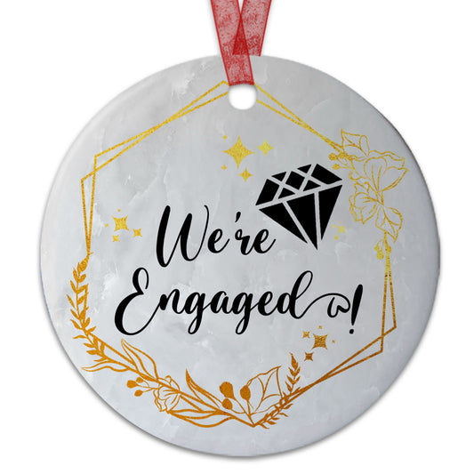 Engagement Ornament We're Engaged Ornament Engagement Gifts For Couples Fiance - Aluminum Metal Ornament- Couple Christmas Ornament