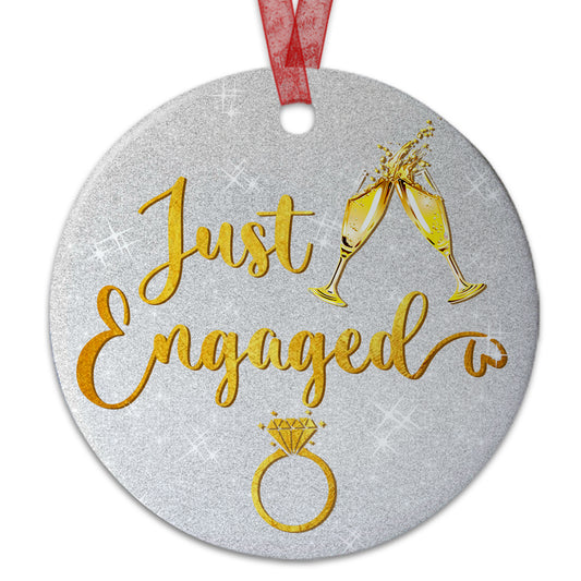 Engagement Ornament Just Engaged Ornament Engagement Gifts For Couples - Aluminum Metal Ornament- Couple Christmas Ornament For Him Or Her