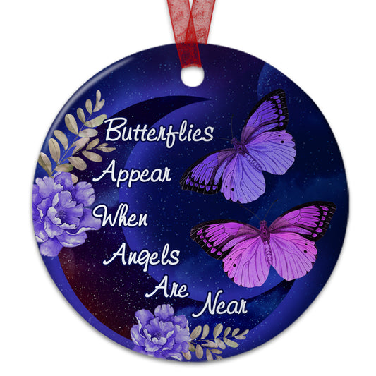 Butterfly Memorial Ornament Butterflies Appear When Angels Are Near Ornament Sympathy Keepsake Gift For Loss Of A Loved One - Aluminum Metal Ornament