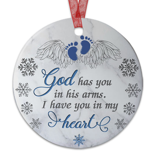 Baby Memorial Ornament God Has You In His Arms Ornament Sympathy Keepsake Gift For Loss Of Baby - Aluminum Metal Ornament- Baby Remembrance Gift
