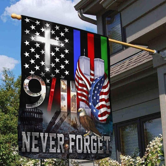 Unifinz Patriot Day Garden Flags 911 Never Forget American Flag Jesus Cross Flags Patriot House Flags 2023