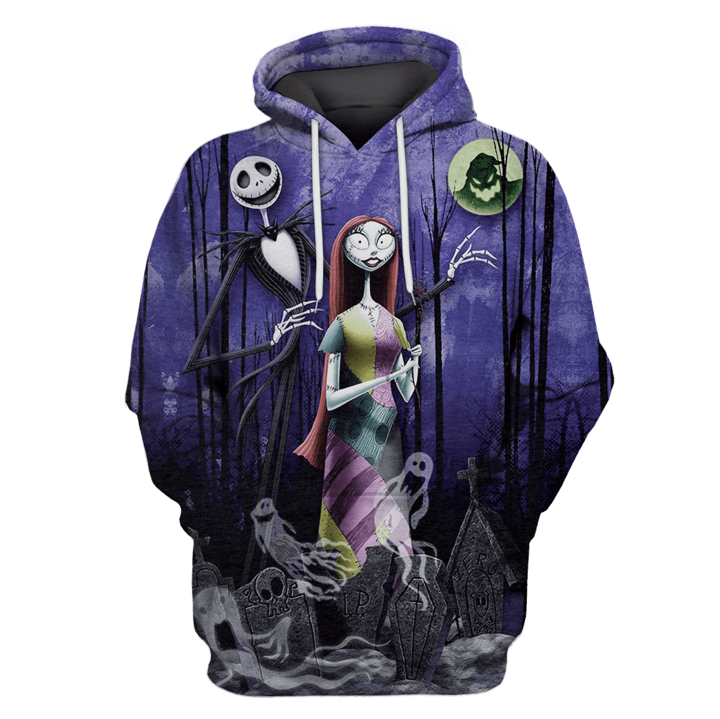  Nightmare Before Christmas T-shirt Jack And Sally In The Forest Blue Hoodie Adult Full Print Unisex