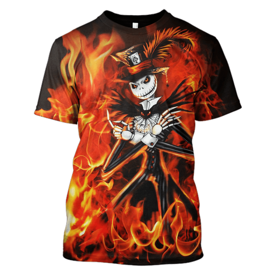  Nightmare Before Christmas T-shirt Jack Skellington Fire Hoodie Adult Full Print Full Size