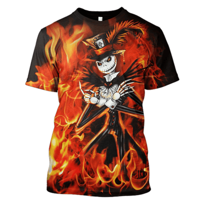  Nightmare Before Christmas T-shirt Jack Skellington Fire Hoodie Adult Full Print Full Size