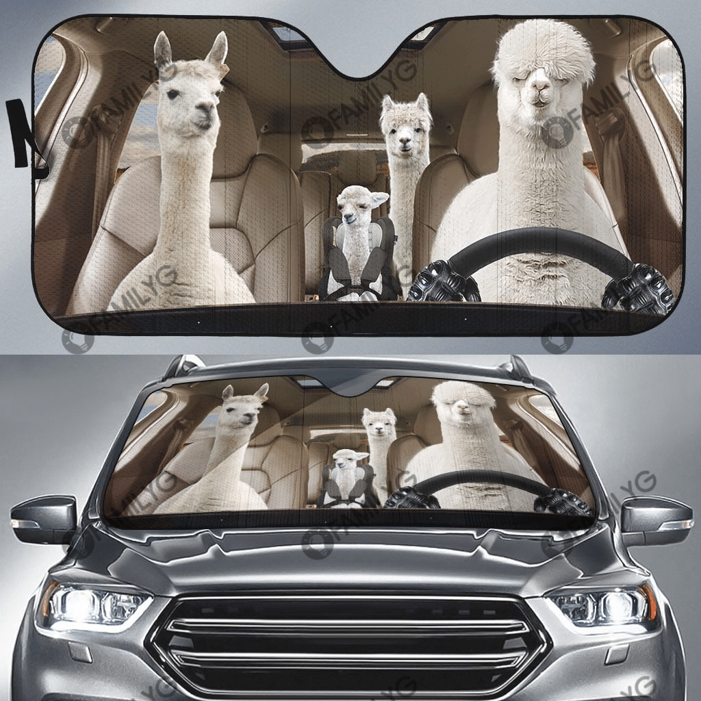 Alpaca Car Sun Shade Alpaca Family Driving Auto Sun Shade