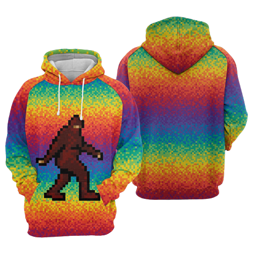 Unifinz Bigfoot Hoodie Bigfoot Multicolor Pixels Hoodie Apparel Colorful Adult Unisex 2022