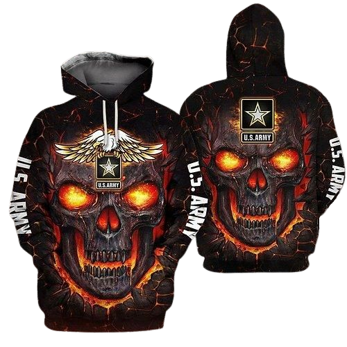Unifinz Veteran Hoodie US Army Veteran Red Fire Skull Hoodie Veteran Apparel 2022