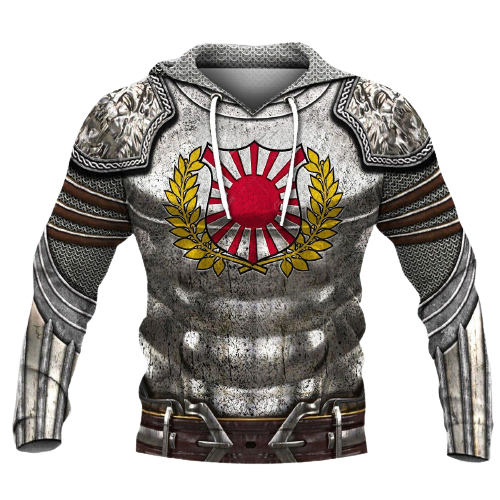 Japan Hoodie Japan Armor Rising Sun Grey Hoodie Adult Full Print