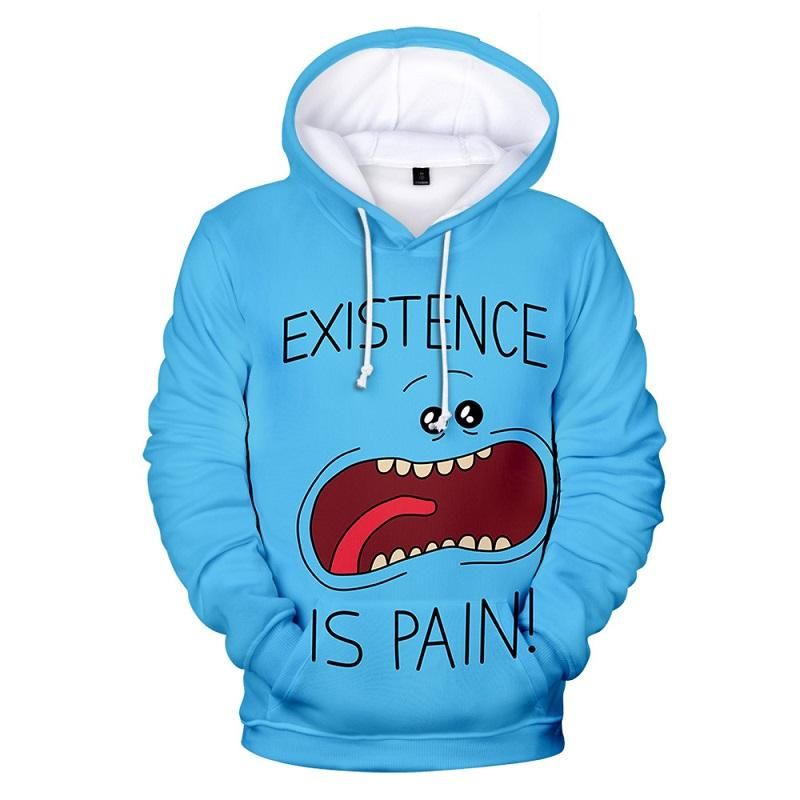 Rick And Morty Hoodie Mr. Meeseeks Existence is Pain Blue Hoodie Apparel Adult Unisex