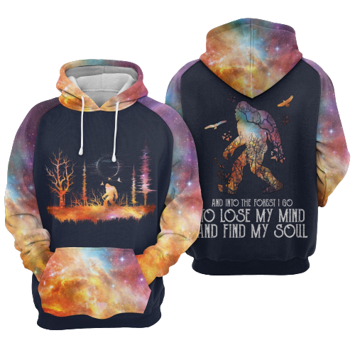 Unifinz Bigfoot Hoodie Into The Forest I Go To Lose My Mind To Find My Soul Pink Galaxy Hoodie Apparel Adult Full Size 2022