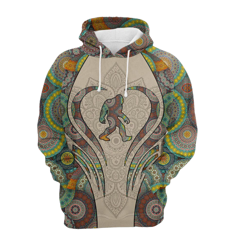 Unifinz Bigfoot Hoodie Bigfoot Mandala Pattern Hoodie Apparel Adult Full Print 2022