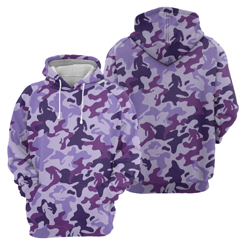 Unifinz Bigfoot Hoodie Bigfoot Purple Camo Pattern Hoodie Apparel Adult Full Print 2022