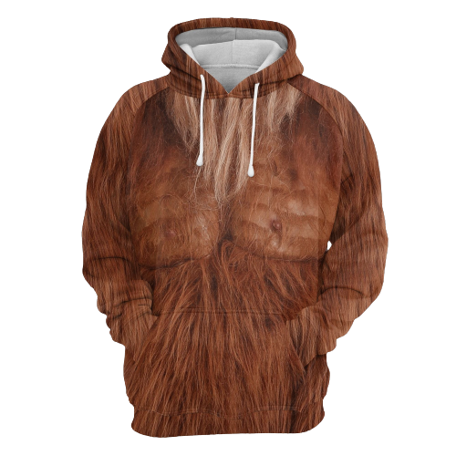 Unifinz Bigfoot Hoodie Brown Bigfoot Fur Costume 3D Hoodie Apparel Adult Full Size Full Print 2022
