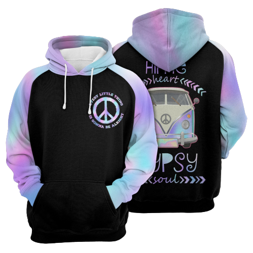 Hippie Hoodie Hippie Heart Gypsy Soul Every Little Thing Is Gonna Be Alright Black Hoodie Apparel Adult Full Size