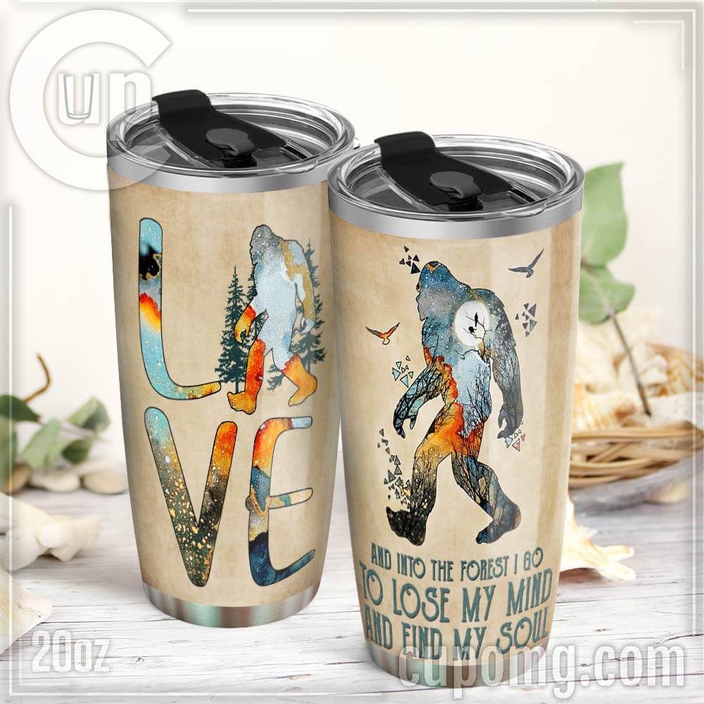 Unifinz Bigfoot Tumbler Cup 20 oz Vintage Love Into The Forest Bigfoot Tumbler 20 oz 2022