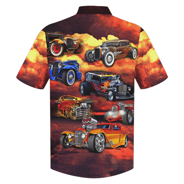 Unifinz Grandpa Hawaii Shirt Father's Day Aloha Shirt I'm A Hot Rod Grandpa Funny High Quality Hawaiian Shirt Grandpa shirt 2023