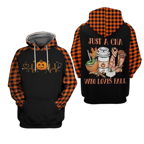 Unifinz Nurse Hoodie Just A CNA Who Loves Fall Orange Hoodie Nurse Apparel 2022