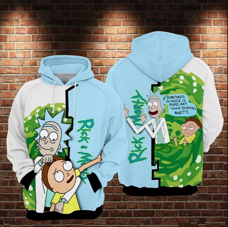 Rick And Morty Hoodie Sometimes Is More Art Than Science Morty Blue White Hoodie Apparel Adult Full Size