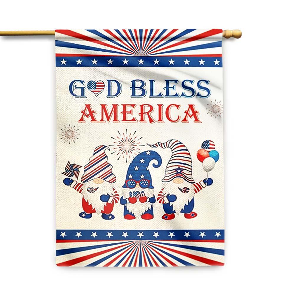 Unifinz 4th Of July Flags God Bless America Gnomes Flag Welcome Independence Day Gift 4th Of July Garden Flag 2022