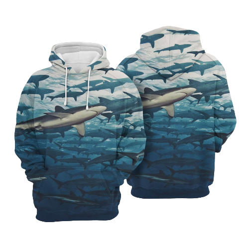 Shark Hoodie Shark Under The Ocean Surface 3d Hoodie Apparel Adult Unisex Full Print