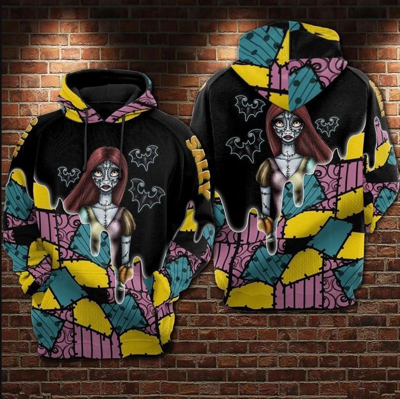 Nightmare Before Christmas Hoodie The Nightmare Sally And Bats Hoodie Full Print Full Size