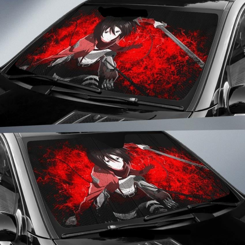 Attack On Titan Windshield Shade Mikasa Fighting Car Sun Shade Attack On Titan Car Sun Shade