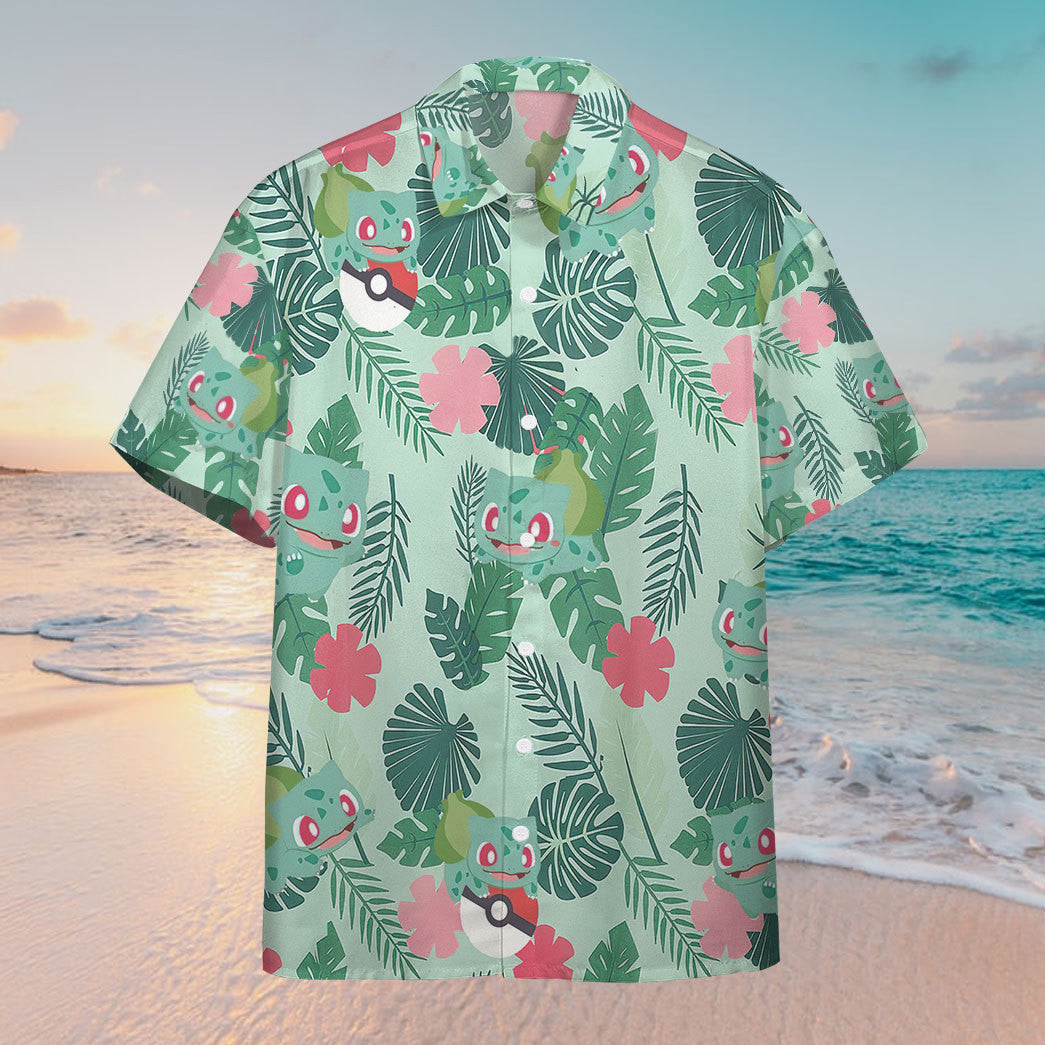 Unifinz Pokemon Hawaiian Shirt Bulbasaur Tropical Green Hawaii Shirt Pokemon Aloha Shirt 2022