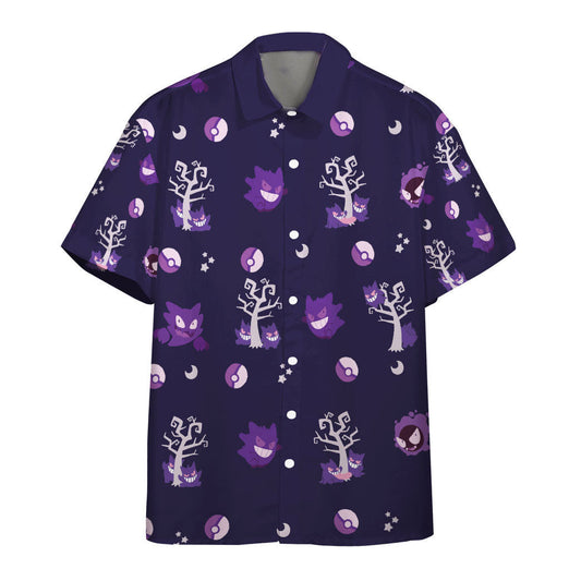 Unifinz Pokemon Hawaiian Shirt Gengar Evolution Purple Hawaii Shirt Pokemon Aloha Shirt 2022