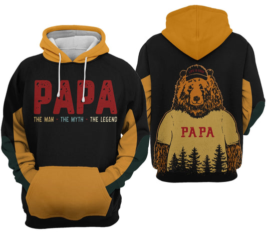 Unifinz Father Bear Hoodie Papa Bear The Man The Myth The Legend Hoodie Father's Day Gift Autism Apparel 2022