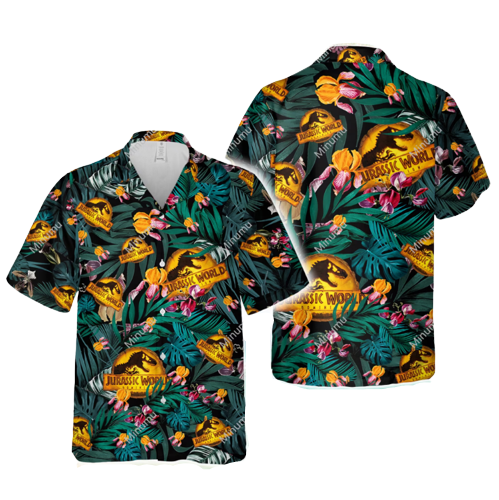 Jurassic Park Hawaiian Shirt Jurassic World Symbol Tropical Forest Hawaii Shirt Jurassic Park Aloha Shirt