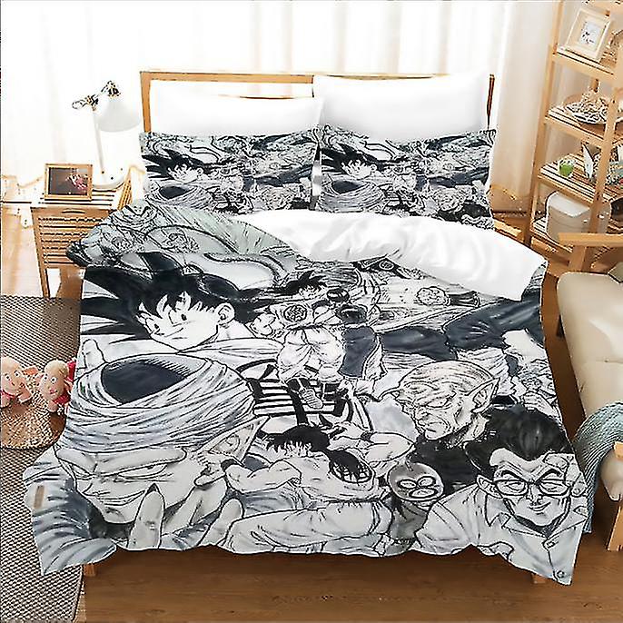 Dragon Ball Bedding Set Dragon Ball Characters Manga Style Duvet Covers Black White Unique Gift