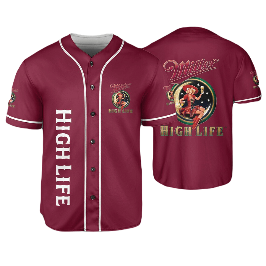 Miller Baseball Jersey Girl Vintage Logo Miller High Life Jersey Shirt