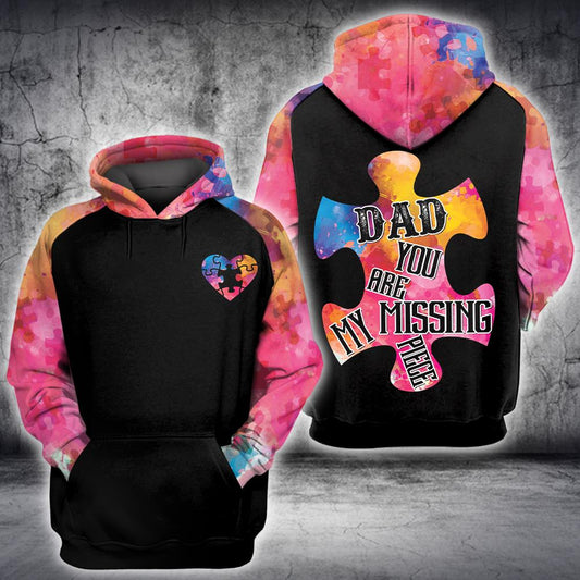 Unifinz Father Autism Hoodie Father's Day Gift Dad You Are My Missing Piece Hoodie Autism Apparel 2022