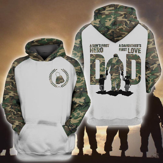 Unifinz Father Veteran 3D Hoodie Dad A Son First Hero Hoodie Best Father's Day Gift Veteran Apparel 2022