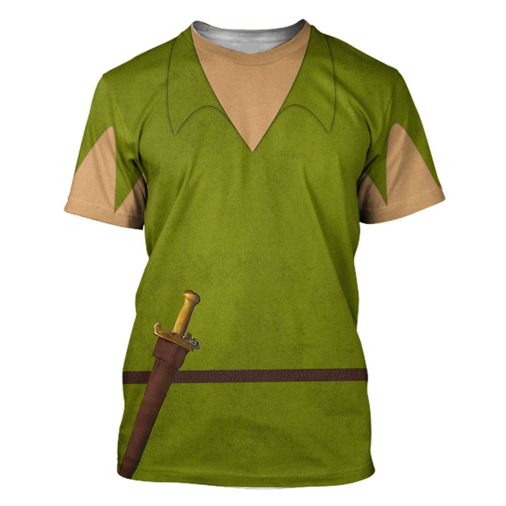 DN Hoodie Peter Pan Costume T-shirt Green Unisex Adults New Release