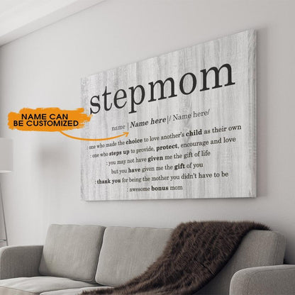 Personalized Stepmom Landscape Canvas Custom Definition of Stepmom Landscape Canvas White