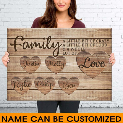 Personalized Family Lanscape Canvas Custom Family A Whole Lot Of Love Lanscape Canvas 48''x32'' Wood