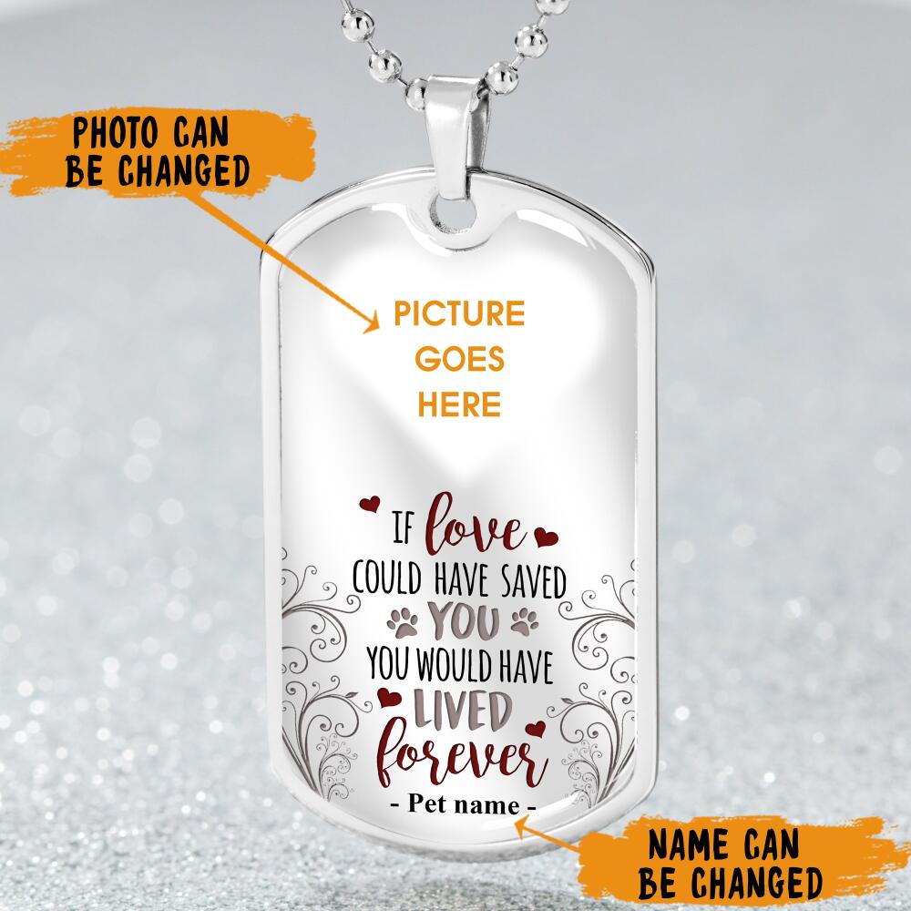 Custom Pet Memorial Military Dog Tag Pendant For Lost Loved Ones You Would Have Lived Forever Dog Tag Pendant White M108