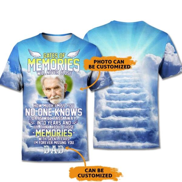 Personalized Memorial Shirt Gates Of Memories Will Never Close For Mom, Dad, Grandpa, Son, Daughter Custom Memorial Gift M215