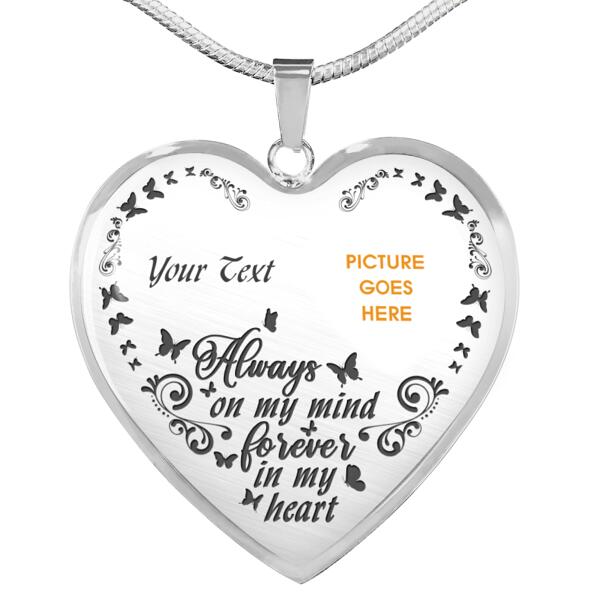 Personalized Memorial Heart Necklace Always On My Mind For Mom Dad Grandma Daughter Son Someone Custom Memorial Gift M57