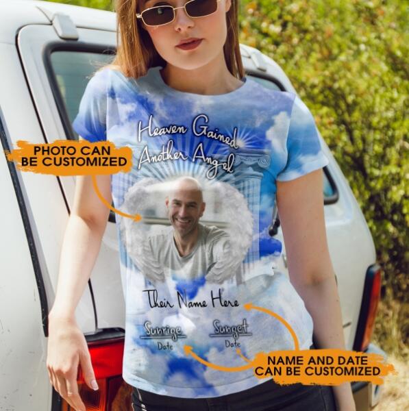 Personalized Memorial Shirt Heaven Gained Another Angel For Mom, Dad , Grandpa, Son, Daughter Custom Memorial Gift M133