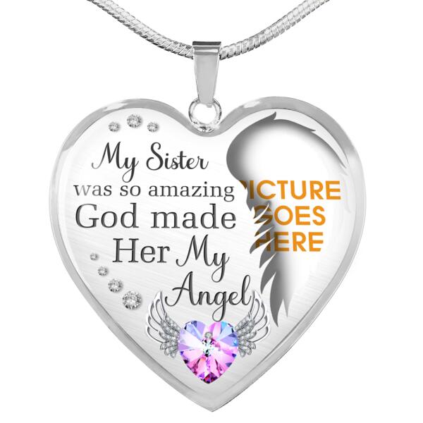 Personalized Memorial Heart Necklace God Made Her My Angel For Sister Custom Memorial Gift M99