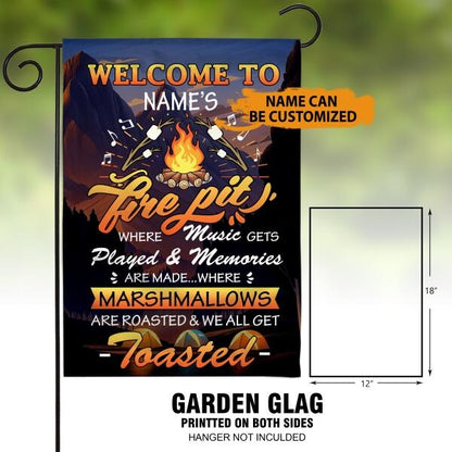 Personalized Camping Garden Flag For Campfire Welcome To My Fire Pit Garden Flag Black