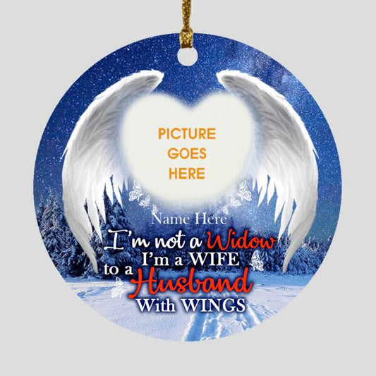 Custom Christmas Memorial Ornament For Loss Of Husband I'm Not A Widow Memorial Ornament Blue M325