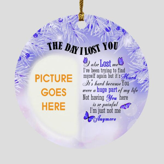 Custom Christmas Memorial Ornament For Loss Of Mom Dad Someone The Day I Lost You Memorial Ornament Purple M313