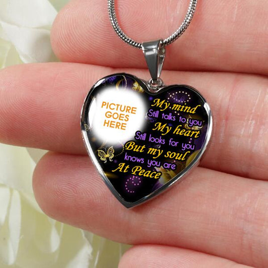 Personalized Memorial Heart Necklace Memorial My Mind Still Talk To You For Mom Dad Grandma Daughter Son Custom Memorial GiftM290